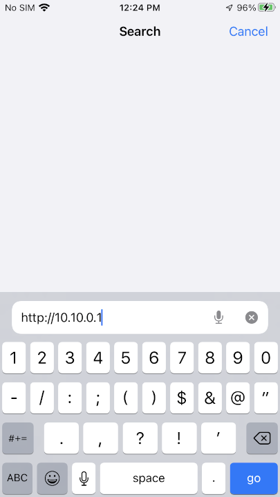 Entering configuration page in browser