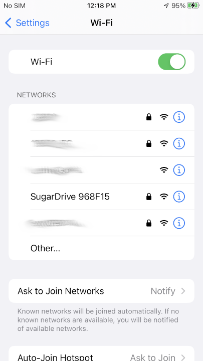 WiFi selection on Device 2