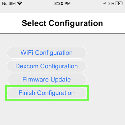 There is a return to Select Configuration