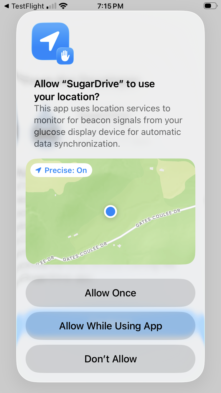 Allow While Using App prompt