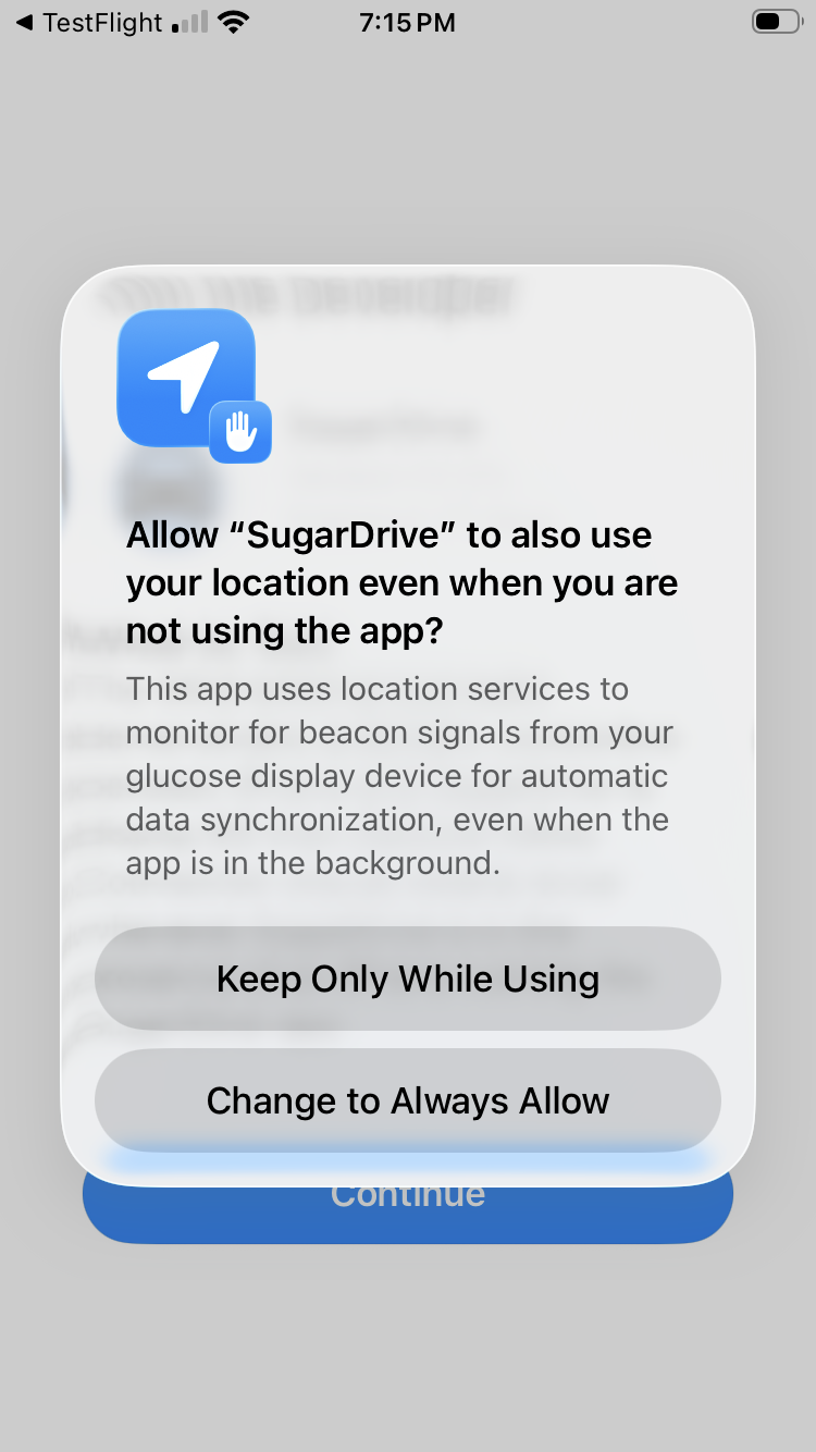 Change to Always Allow location prompt