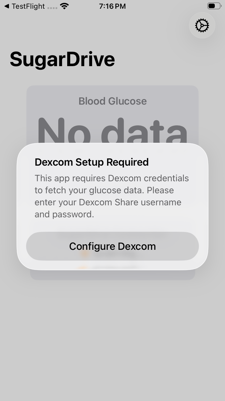 Configure Dexcom button